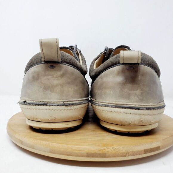 John Varvatos Shoes Mens 13 Redding Low Grey Leather Canvas Sneaker Distressed - Picture 8 of 14